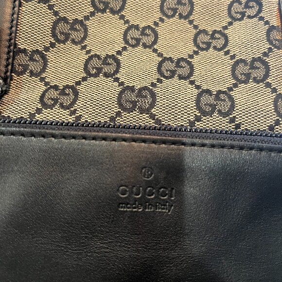 Gucci GG Canvas and Black Leather Tote Bag - Picture 3 of 10